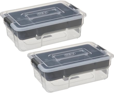 5Five Opslag sorteerbox - 2x - 5 vakjes indeling - 30 x 21 x 11 cm - kunststof - opbergdoos - 5000 ml