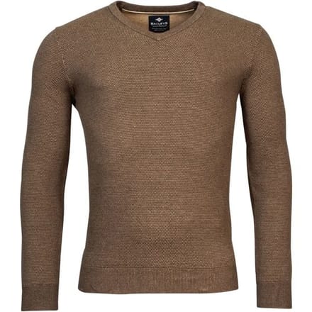 Baileys Trui V-Neck Allover 2-Tone Structure Knit Taupe / male