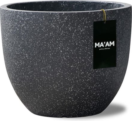 MA'AM Pottery Leah bloempot - D30x25 - Zwart granito - lichtgewicht - modern/industrieel/scandinavisch