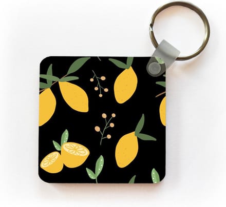 Sleutelhanger - Uitdeelcadeautjes - Citroen - Fruit - Zwart - Patronen - Plastic