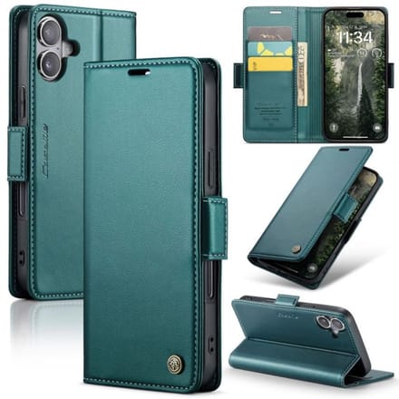 CaseMe Wallet Case met RFID Bescherming Kaarthouder en Magneetsluiting voor Apple iPhone 17 _ Groen