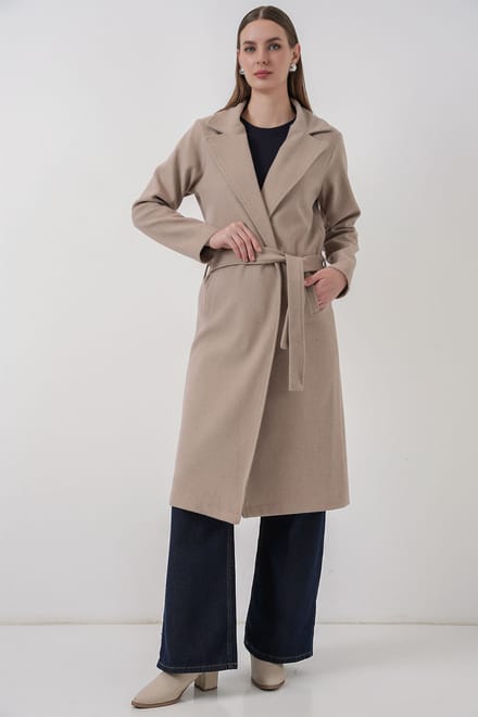Dubbelzijdige Coat met Knoopsluiting en Textuur