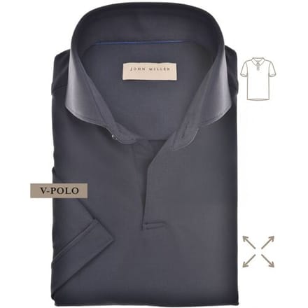 John Miller Slim-Fit Hyperstretch Short Sleeve V-Polo Donker Blauw / male