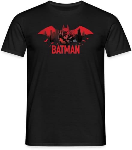 Batman Met Vleermuizen En Rood Batman-Logo T-Shirt Heren