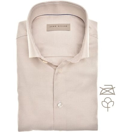 John Miller Overhemd Button-Down Cotton Non-Iron Fine Pattern Licht Bruin / male
