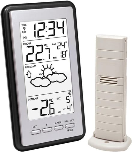 Weerstation met Binnen- en Buitentemperatuur en Weersvoorspelling