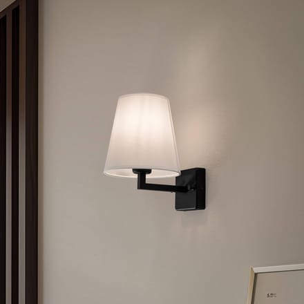 Opviq Profile 4659 wandlamp, zwart, witte stoffen kap