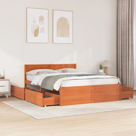 vidaXL - Bedframe - zonder - matras - massief - grenenhout - wasbruin - 160x200 - cm