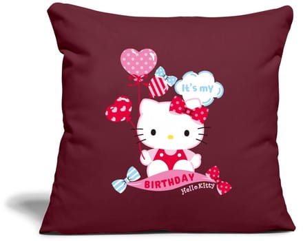 Hello Kitty Met Ballonnen Jarig Ontwerp Sierkussenhoes, 45 x 45 cm
