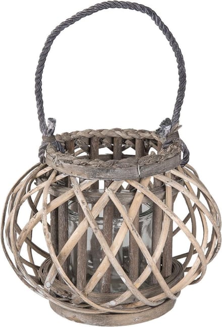 Clayre & Eef Windlicht Ø 28x20 cm Grijs Hout