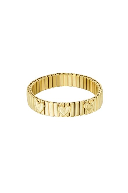 armband - rvs - goud - 3 hartjes - love