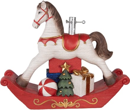 Clayre & Eef Kerstboom Standaard Hobbelpaard 73x21x61 cm Wit Keramisch materiaal
