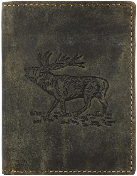 GREENBURRY portemonnee Vintage Animal Collection Wallet Olive Stag donkergroen