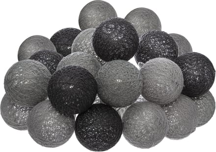 Atmosphera LED Lichtslinger katoen - Cotton Ball - 20 Ballen - Ø6cm - Grijs