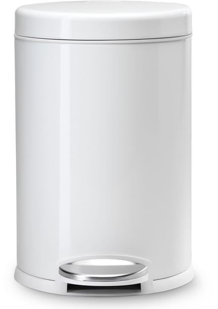 Simplehuman 4,5L ronde pedaalemmer, wit staal