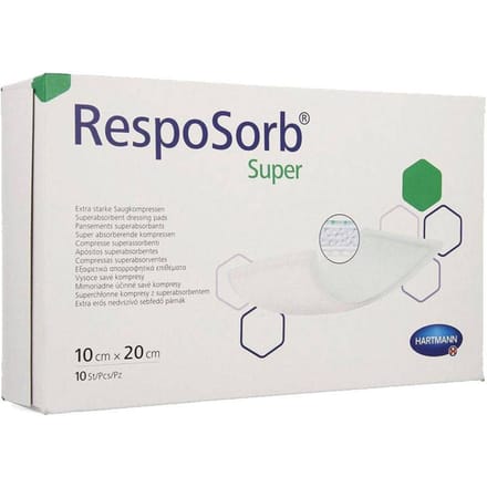 Hartmann RespoSorb Super Verband 10x20cm 6850214 10 Compressen