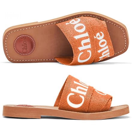 Chloe Chc23u188ef 848 Woody Logo Platte Muleslippers CHC23U188EF 848 (36) brown