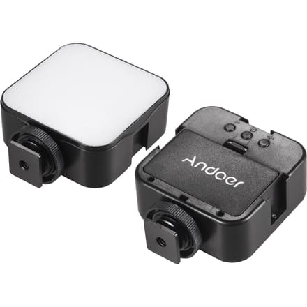 Mini LED-videolamp Fotografie-invullamp 6500K Dimbaar 5W met Cold Shoe Mount-adapter zwart