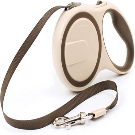 Intrekbare Hondenriem - Uitschuifbare Lijn - Veilig Wandelen - Antislip Handgreep - 5 Meter - Beige
