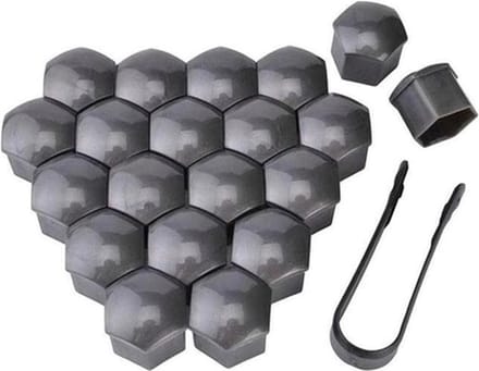 Wielmoerkapjes 17mm - Set van 20 stuks - Grijs - Moer Cover Auto