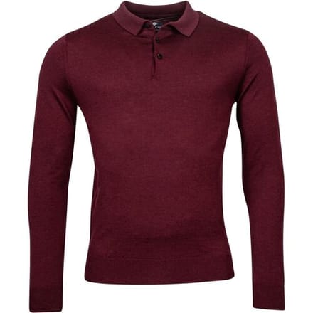 Baileys Trui Merino Pullover Polo Collar Buttons Single Knit Aubergine / male