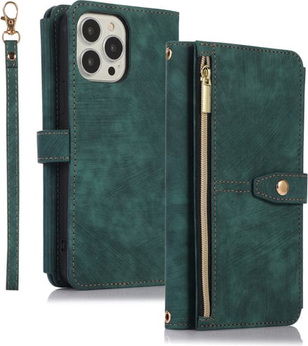 Apple iPhone 14 Pro Telefoonhoesje | PU Leren Bookcase | Pasjeshouder | Tas | Groen