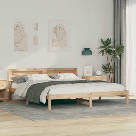 vidaXL - Bedframe - met - hoofdeinde - Bruin - 180 - x - 200 - cm - Massief - grenenhout