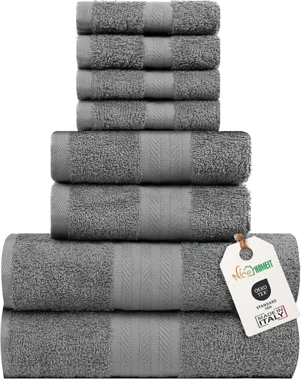 Omgoods - Handdoeken Set van 8 Stuks - 100% Katoen, Zacht en Absorberend