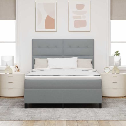 vidaXL - Boxspring - bed - met - hoofdeinde - Lichtgrijs - 160 - x - 200 - cm - Stof