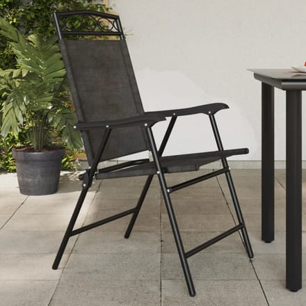 vidaXL - Opklapbare - stoelen, - 4 - stuks, - gemêleerd - grijs, - staal - en - Textilene.