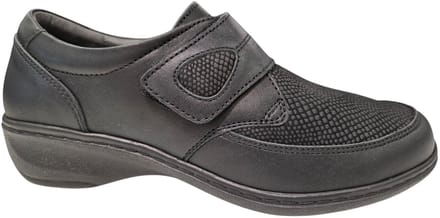 Q Fit Berlin Zwarte Leren Klittenand Schoenen Dames - Zwart - 41