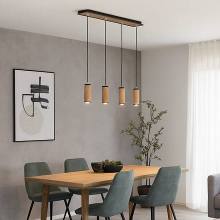 Elobra Bolivia hanglamp, hout, eiken, 4-lamps, 75 cm, GU10