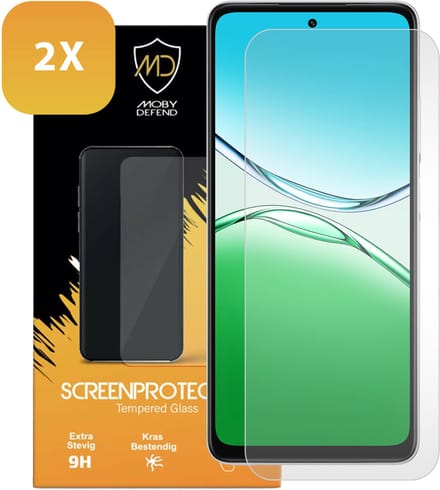 2-Pack MobyDefend Screenprotectors - Geschikt voor Oppo A5 5G - Case-Friendly Screensavers - Gehard Glas