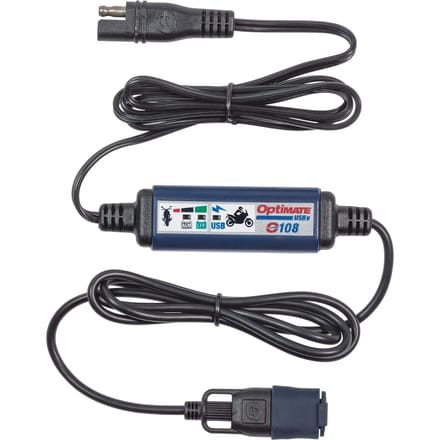 OptiMate O-108 Motor SAE naar USB-A Lader 12V SAE 3300mA – Waterdicht, Accubescherming, 200cm Kabel, voor Smartphone GPS Tablet
