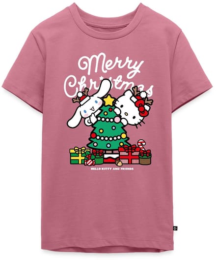 Hello Kitty En Cinnamoroll Kerstontwerp Premium T-Shirt Tiener