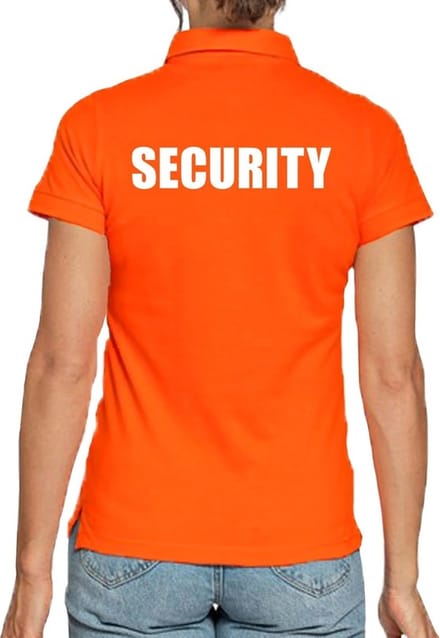 Security poloshirt oranje voor dames - beveiliger polo t-shirt L