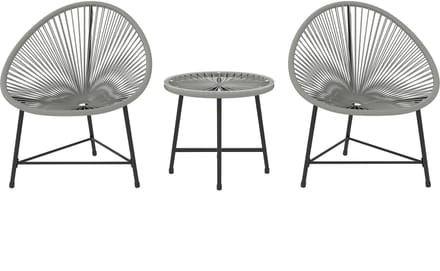 Outsunny Leisure Coffee Set-Staal, PE-Rattan-72L x 68B x 81H cm-Grijs