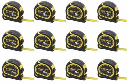 12x Stanley Rolbandmaat Stanley Tylon 5m - 19mm Bulkverpakking