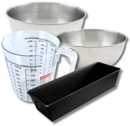 Bakset met cakevorm 25 cm, 2 mengkommen, maatbeker en spatel Zenker