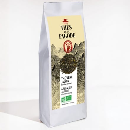 Thés de la Pagode – Groene thee Jasmijn - Losse Thee - Biologische thee  (100 gram)