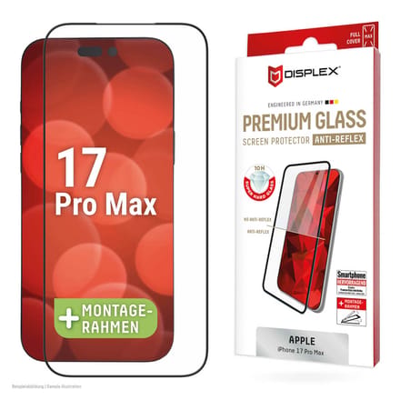 Displex Premium Glass Full Cover Anti-Reflex Screenprotector geschikt voor Apple iPhone 17 Pro Max