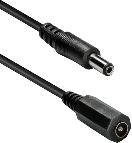 Transmedia Verlengkabel met DC (m) connector - 2,1 x 5,5 mm - 12V / 0,5A - 5 meter