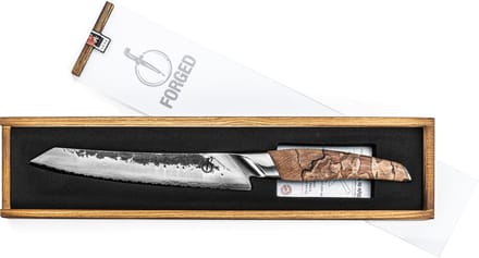 Forged Katai Broodmes 20cm - Wortelhout - In houten giftbox