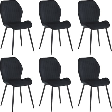 Colenis® - Sunny Eetkamerstoel - Set Van 6 - Zwart - Velvet - Industrieel