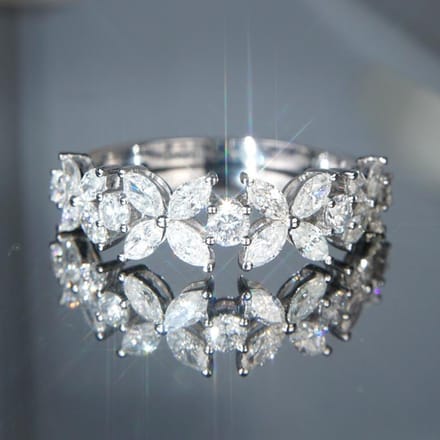 Huitan Romantisch Bloemendesign Bruiloft Ringen AAA Witte Zirkonia Steen Luxe Accessoires voor Vrouwen Statement Sieraden 8 gray