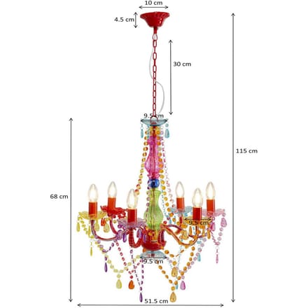 Kare Starlight Regenboog 6-lamps kroonluchter