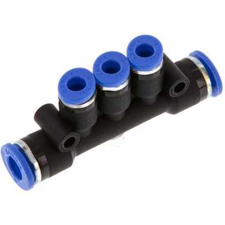 4mm x 6mm 3-way Manifold Messing/PA 66 Insteekfitting NBR [2 Stuks]