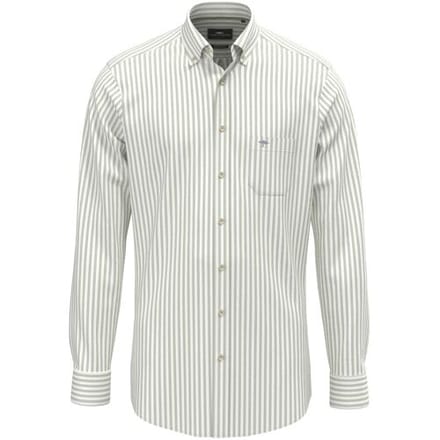 Fynch-Hatton Overhemd Allover Stripe Washed Oxford Button-Down Avocado / male