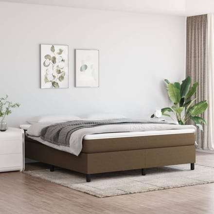 vidaXL - Boxspring - bed - stof - donkerbruin - 180x200 - cm