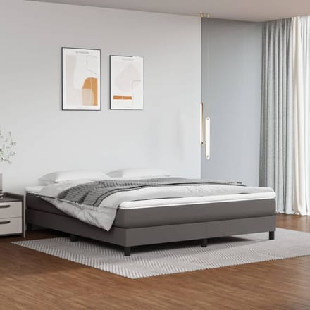 vidaXL - Boxspring - bed - kunstleer - grijs - 160x200 - cm